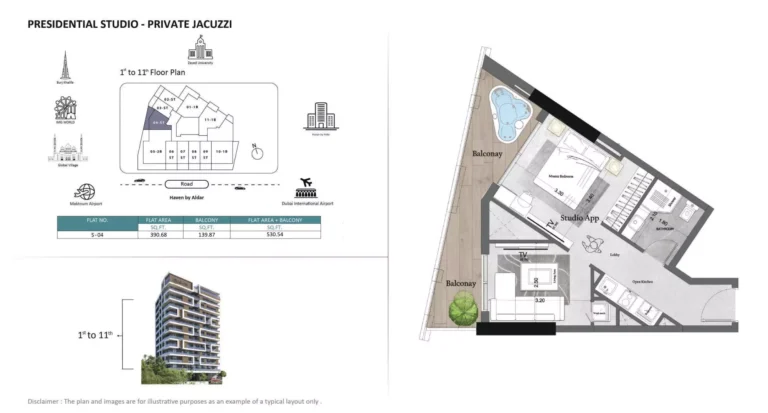 Saray Prime Residence floor plan Студия · 530 sqft