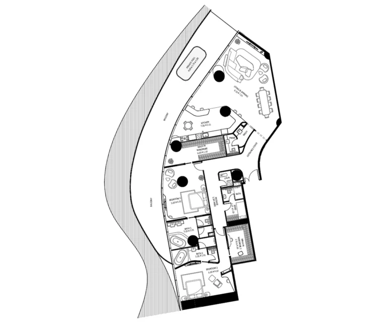Bugatti Residences floor plan 2 BR · 3799 sqft