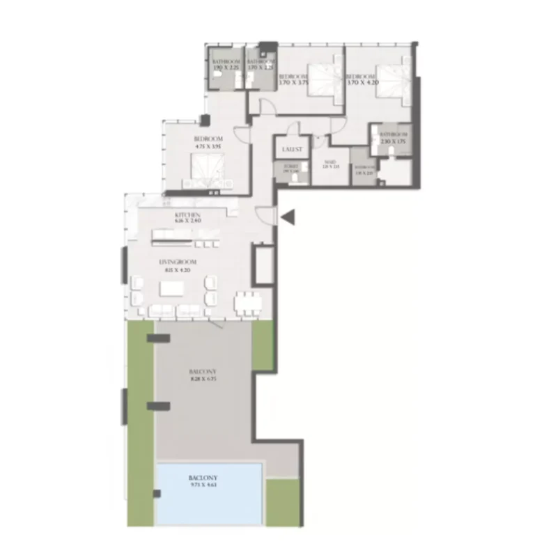 Sapphire 32 floor plan 3 BR · 2722 sqft