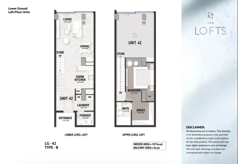 The Lofts floor plan 1-спальн. · 1074 sqft