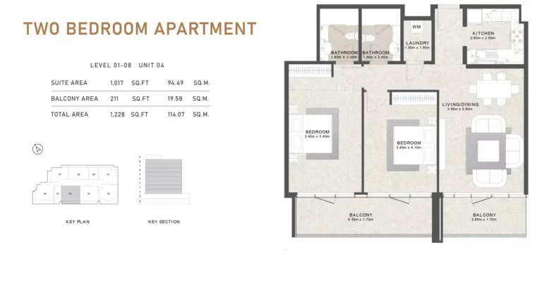 Aras Heights floor plan 2 BR · 1228 sqft