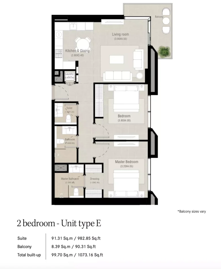 Alton floor plan 2 BR · 1073 sqft