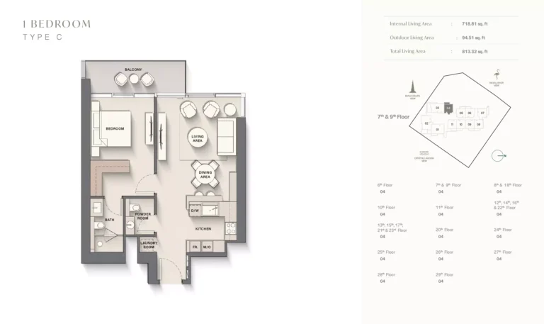 Highgrove by Ellington floor plan 1-спальн. · 816 sqft