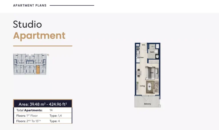 Samha Residence 2 JVC floor plan Studio · 424 sqft