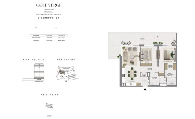 Golf Verge floor plan 2-спальн. · 1694 sqft