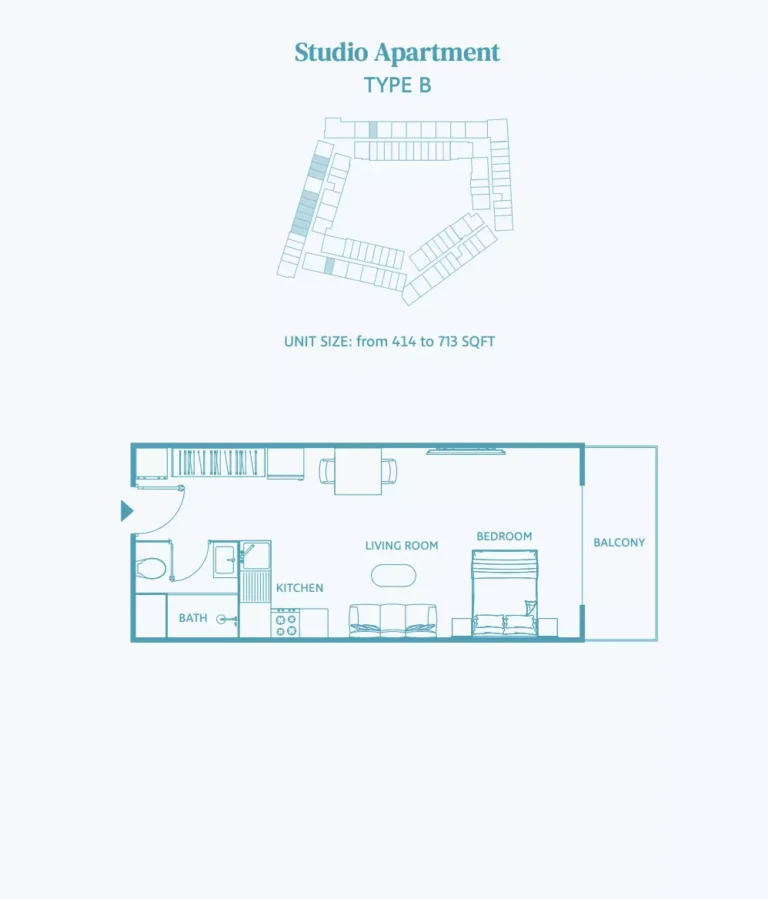 Luma 22 floor plan Студия · 713 sqft