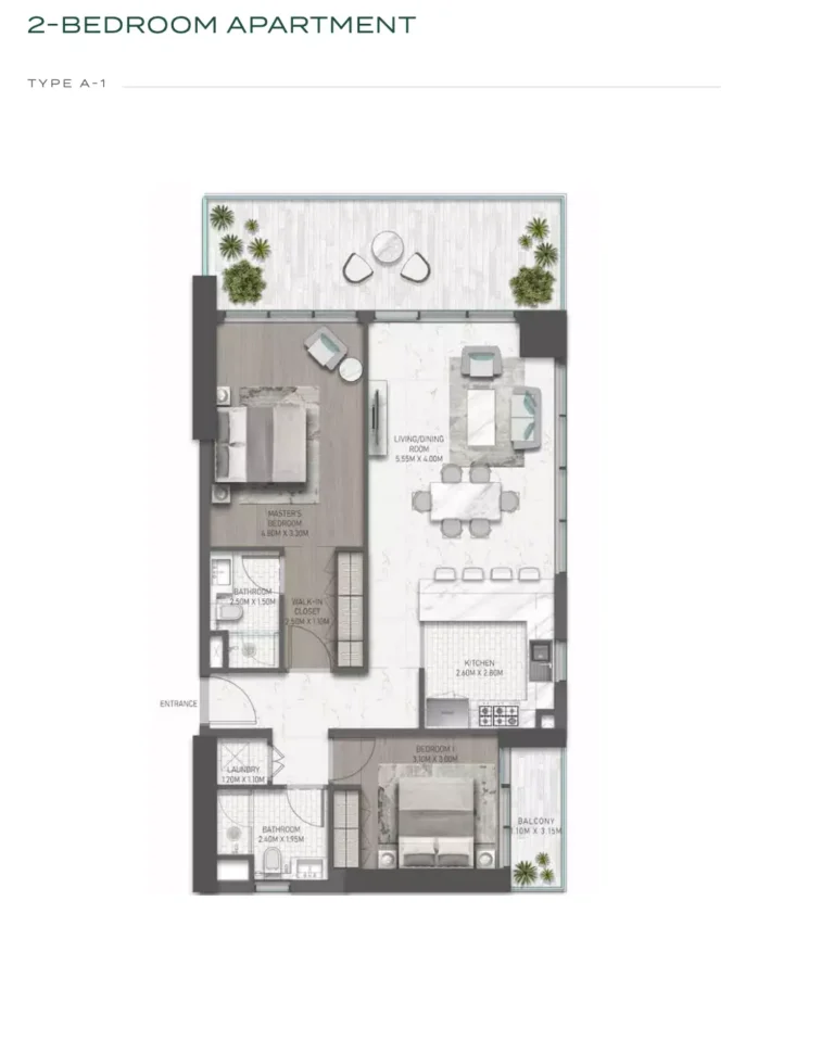 Golf Greens floor plan 2-спальн.