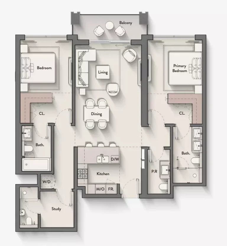 Hillmont Residences floor plan 2 BR · 1232 sqft