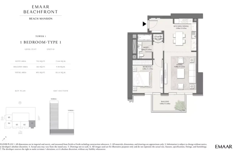 Beach Mansion floor plan 1 BR · 895 sqft