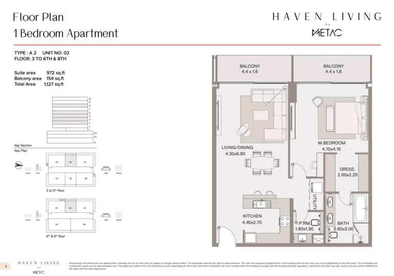 Haven Living floor plan 1 BR · 1127 sqft