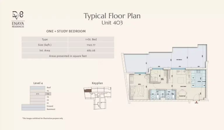 Enaya Residences floor plan 1 BR · 1143 sqft