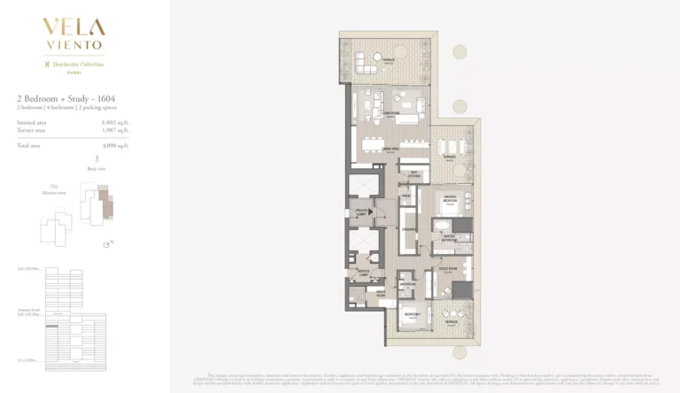 Vela Viento by Omniyat floor plan 2-спальн. · 4090 sqft