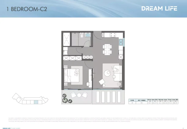 Dreamlife Residences floor plan 1 BR · 785 sqft