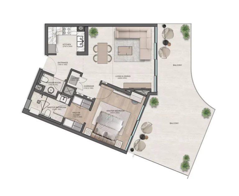 Flora Isle floor plan 1 BR · 1122 sqft