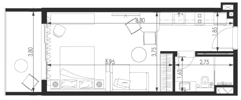 Vitality Residence floor plan Студия · 458 sqft