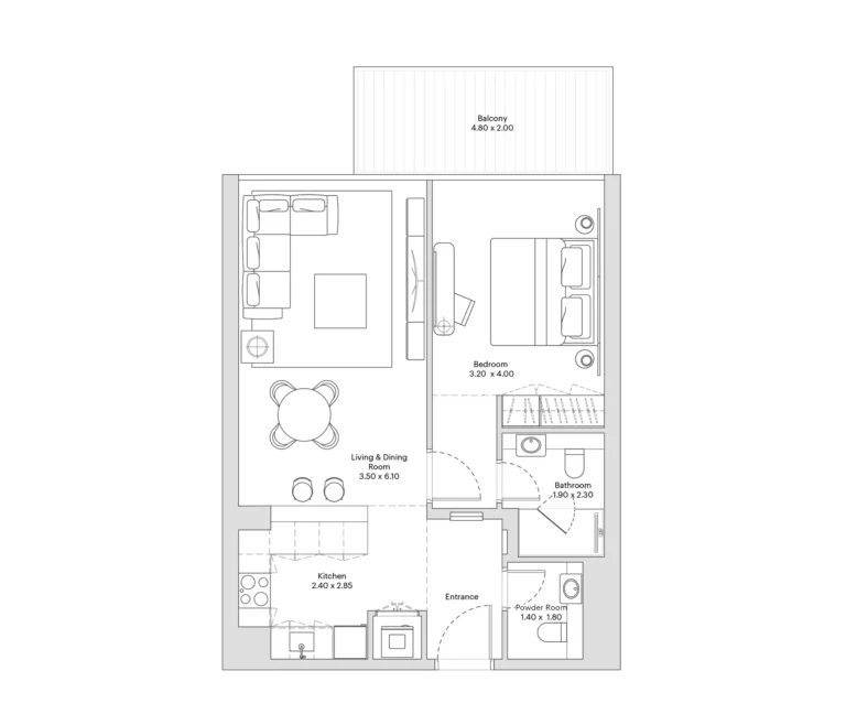 Eleve by Deyaar floor plan 1 BR · 782 sqft
