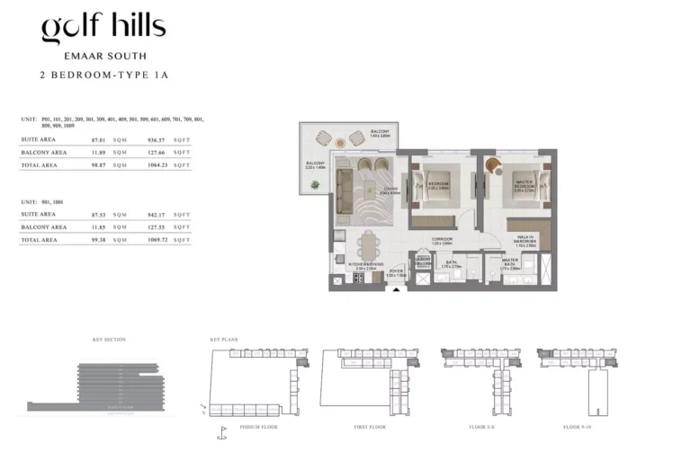 Golf Hills floor plan 2 BR · 1064 sqft