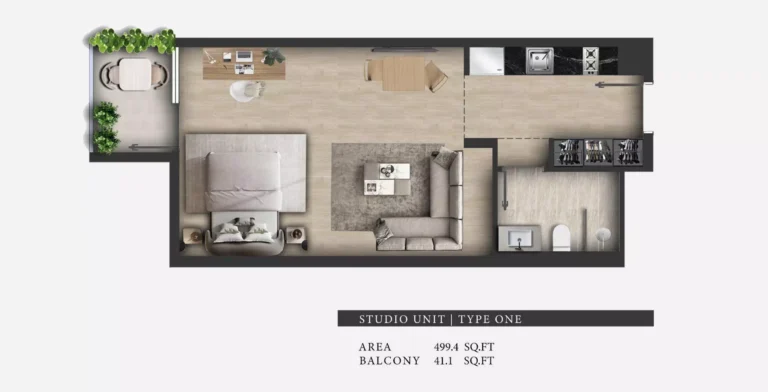 311 Boulevard floor plan Studio · 499 sqft