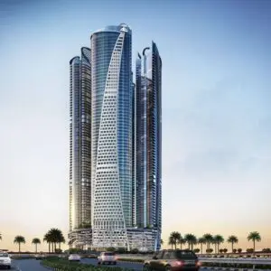 Exterior view of Damac Towers by Paramount high-rise in Business Bay Dubai