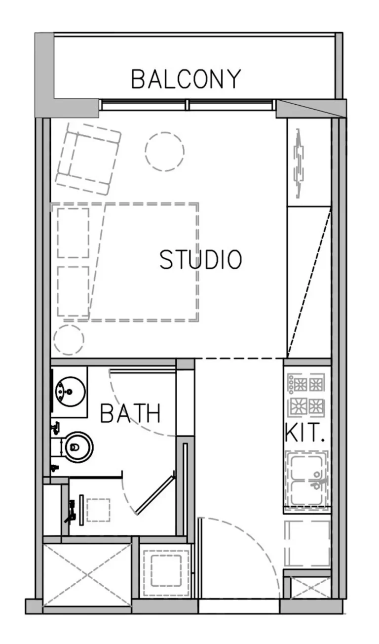 Stamn Yuni floor plan Studio · 317 sqft