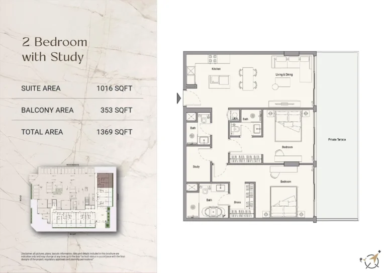 113 Residences floor plan 2 BR · 1369 sqft