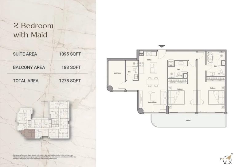 113 Residences floor plan 2 BR · 1278 sqft