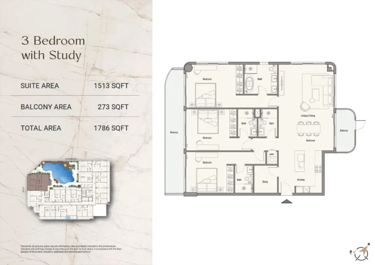 113 Residences floor plan 3 BR · 1786 sqft
