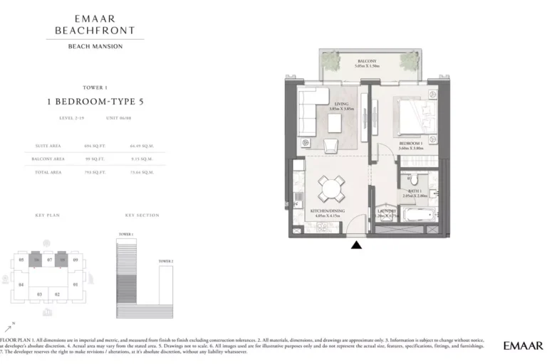 Beach Mansion floor plan 1 BR · 793 sqft