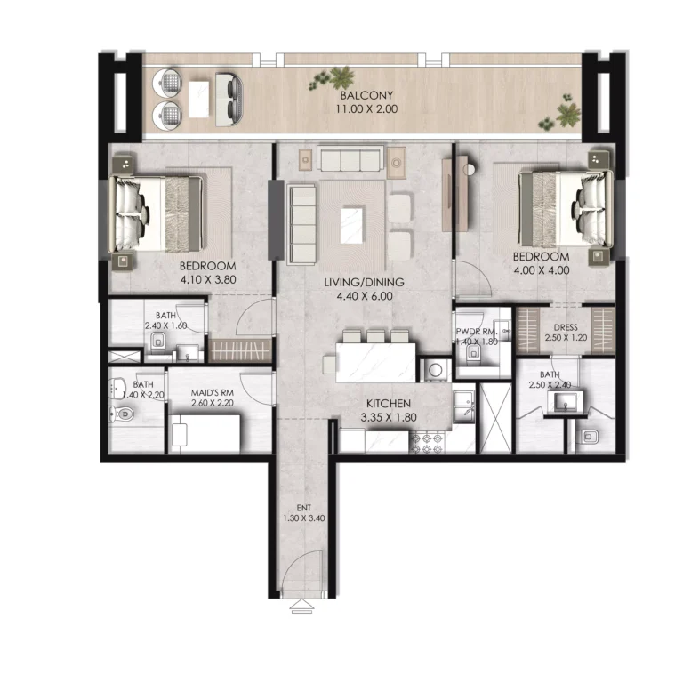 Fairway Residences by Prescott floor plan 2 BR · 1380 sqft