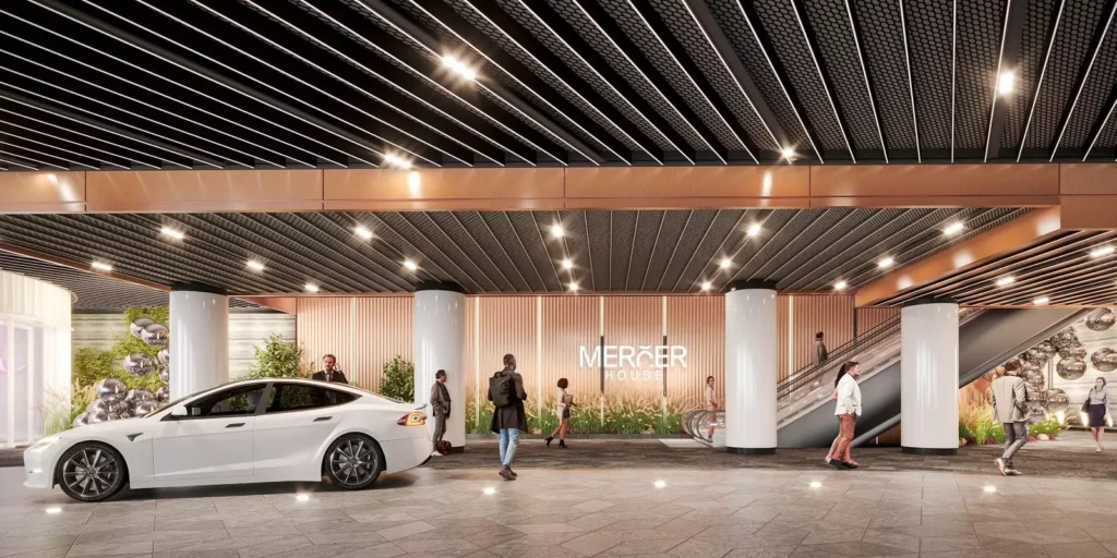 Mercer House South Tower — Визуализация паркинга с зоной ресепшен