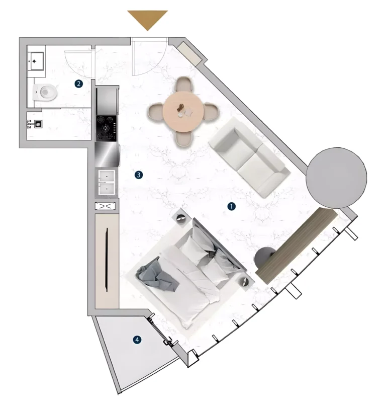 Franck Muller Yachting by London Gate floor plan Студия · 483 sqft