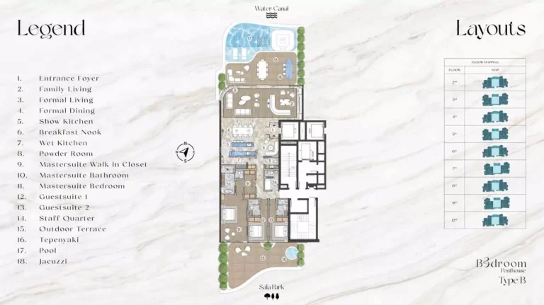 Casa Canal floor plan 3-спальн. · 4672 sqft