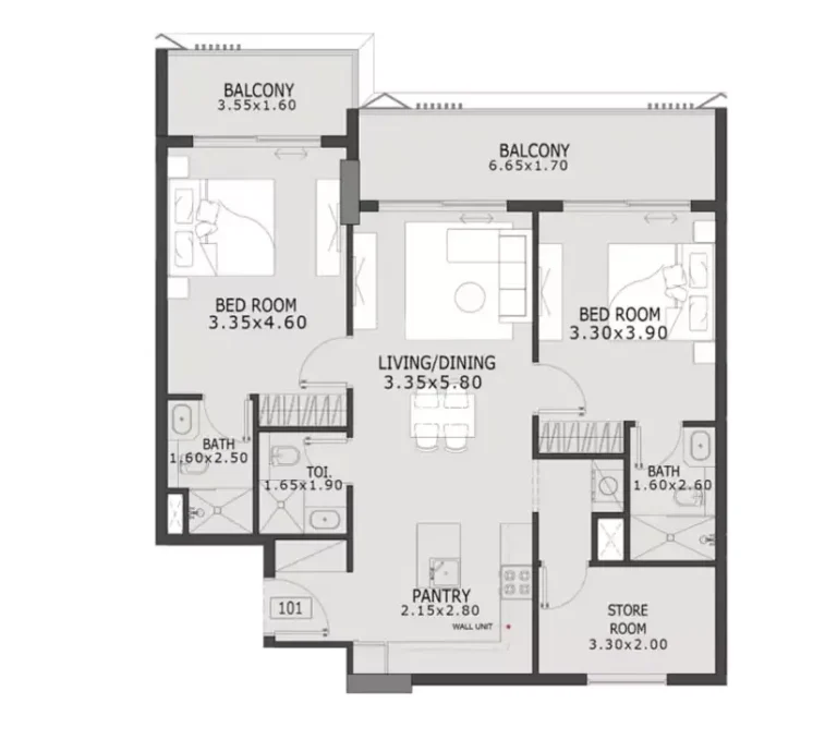 Coventry 66 floor plan 2 BR · 1102 sqft