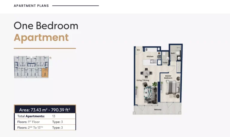 Samha Residence 2 JVC floor plan 1 BR · 790 sqft
