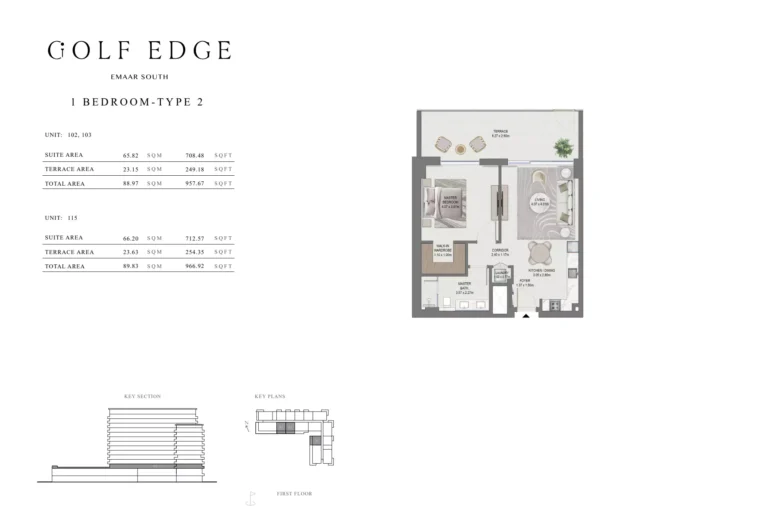 Golf Edge floor plan 1 BR · 957 sqft