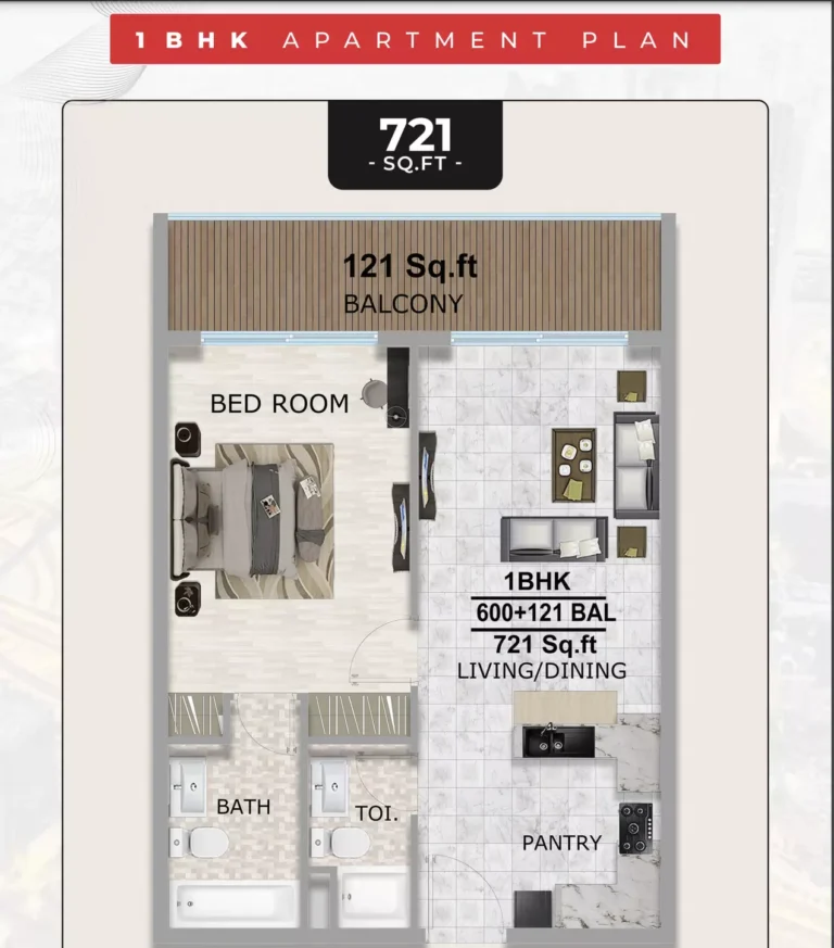 Coventry Gardens floor plan 1-спальн. · 721 sqft