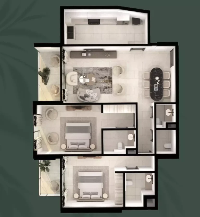 Olivo Park Residences floor plan 2-спальн. · 2130 sqft