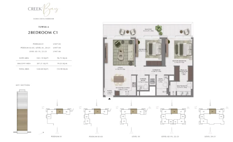 Creek Bay floor plan 2 BR · 1248 sqft