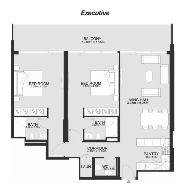 Ashley Hills floor plan 2 BR · 1246 sqft