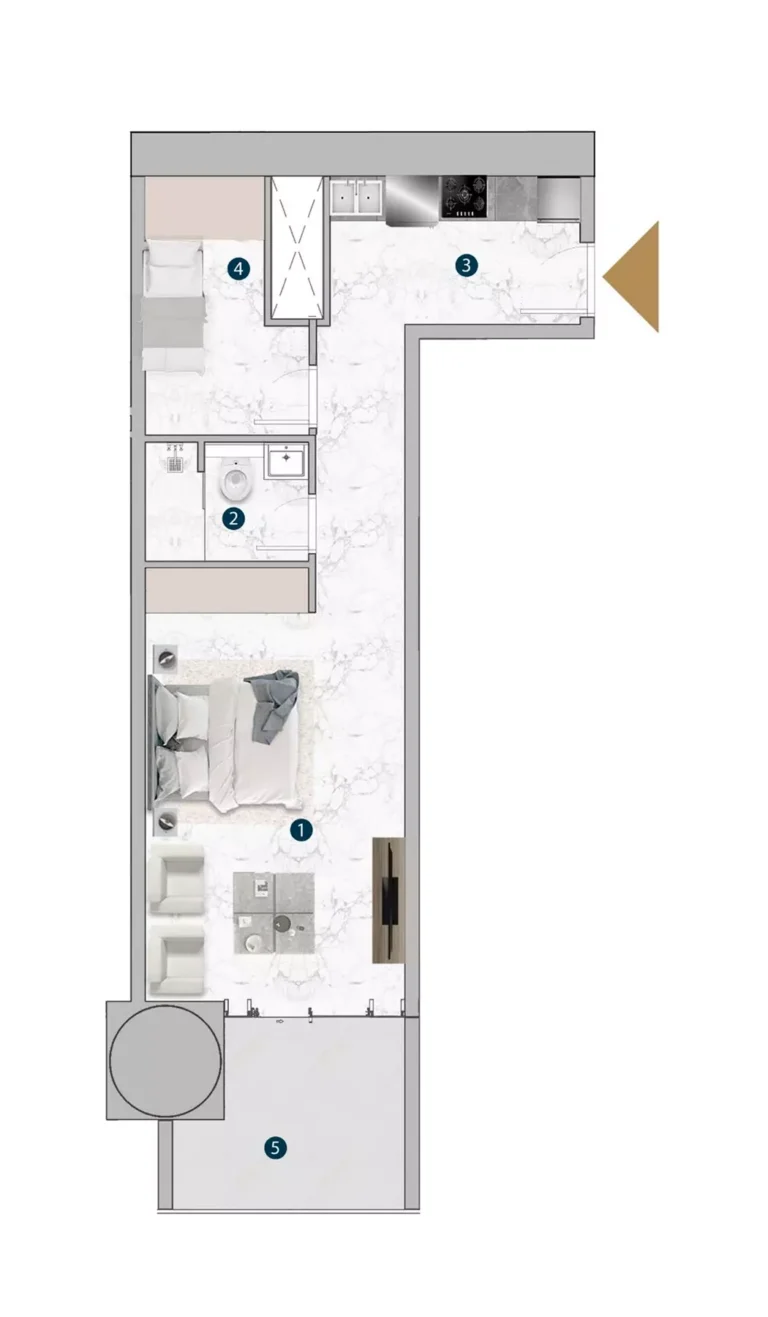 Franck Muller Vanguard by London Gate floor plan Студия · 657 sqft