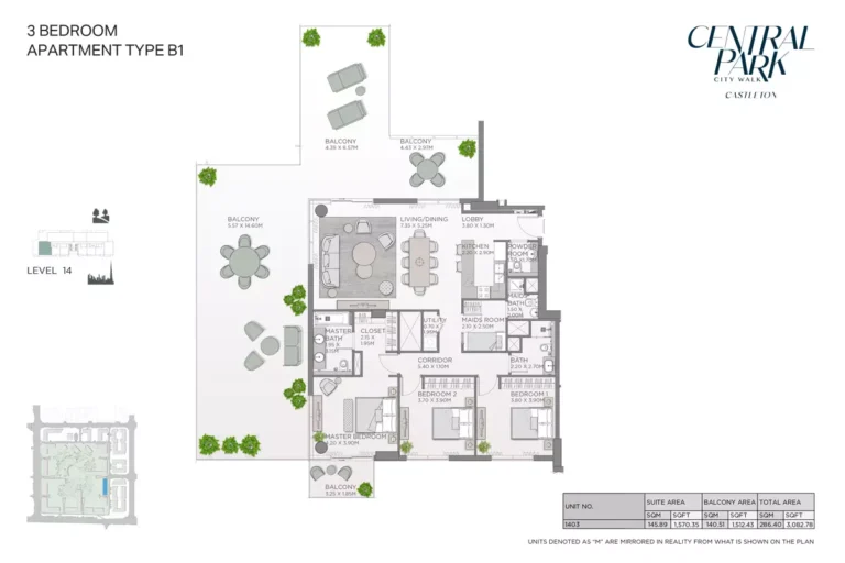 Castleton at Central Park floor plan 3 BR · 3082 sqft