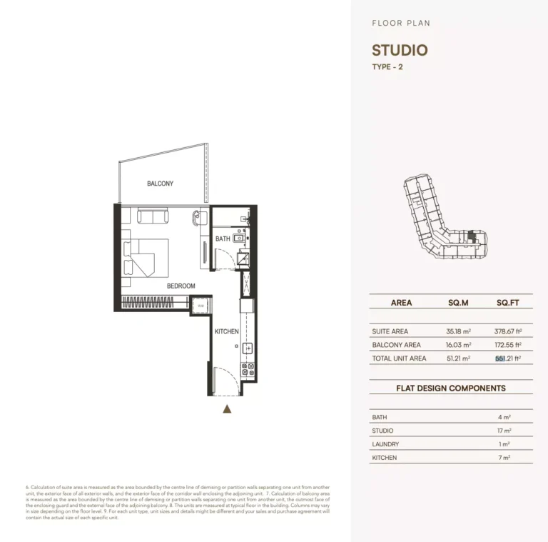 Binghatti Haven floor plan Студия · 551 sqft