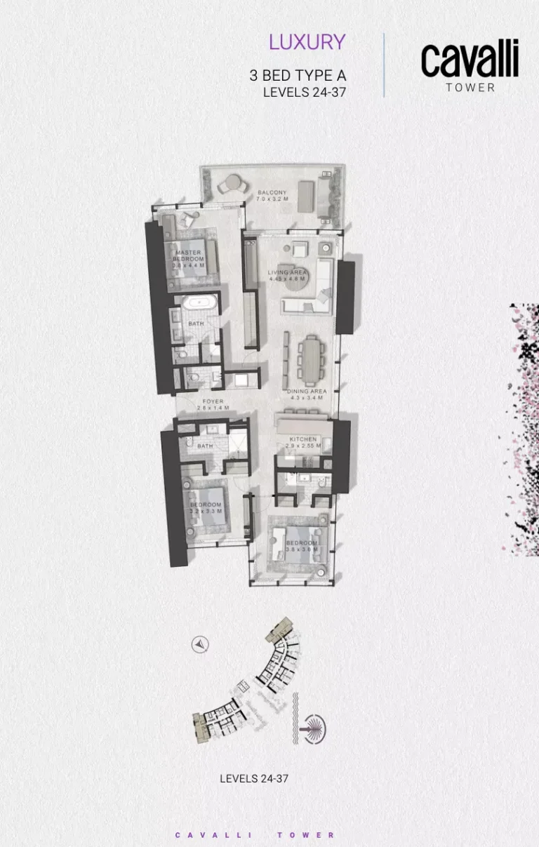 Cavalli Tower floor plan 3-спальн.