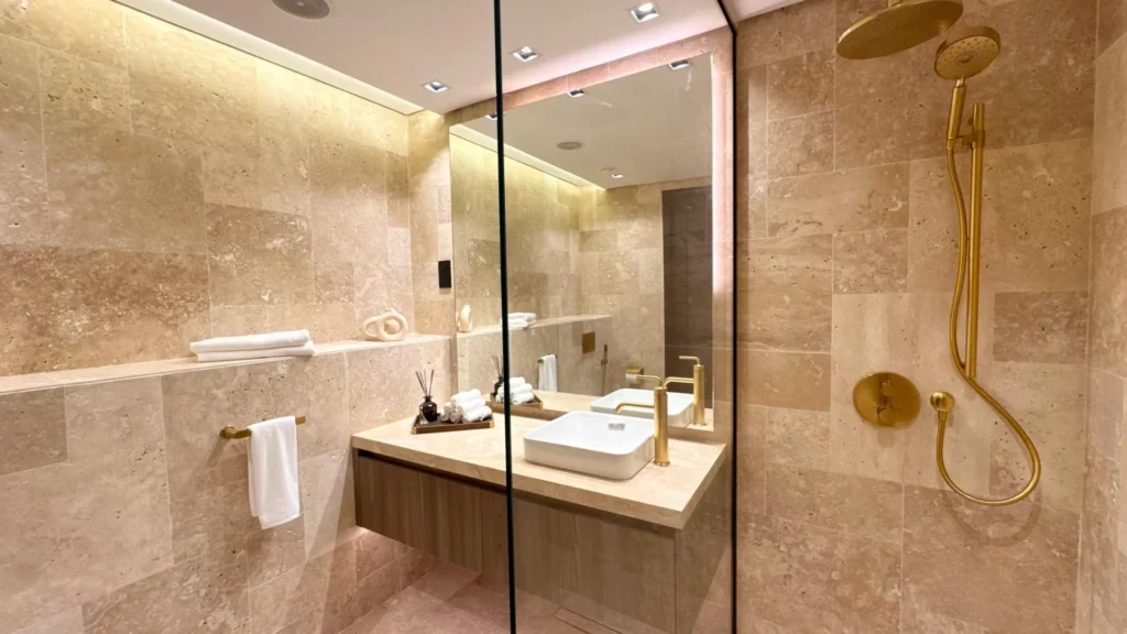 Bathroom interior with shower and vanity in Al Fattan Marine Towers Dubai Marina Dubai