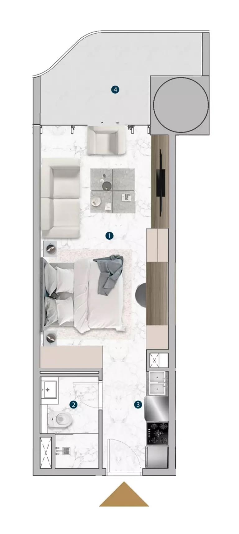 Franck Muller Vanguard by London Gate floor plan Студия · 490 sqft