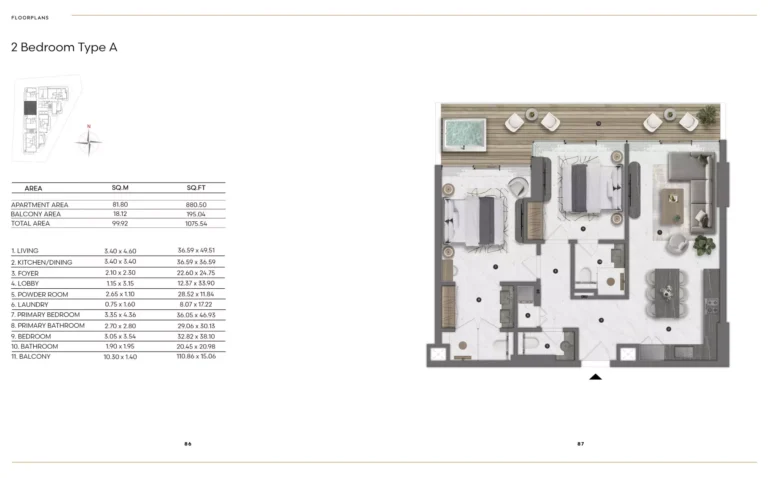 Bond Living floor plan 2-спальн. · 1150 sqft