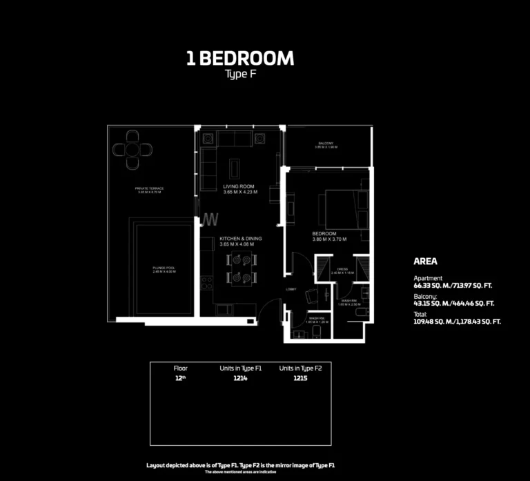 Gemz by Danube floor plan 1 BR · 1178 sqft