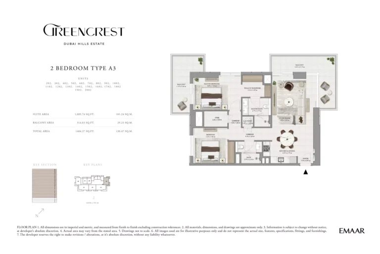 Greencrest floor plan 2 BR · 1404 sqft