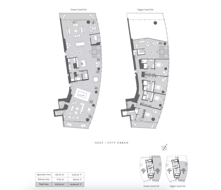 Six Senses Residences Dubai Marina floor plan 4-спальн. · 10064 sqft
