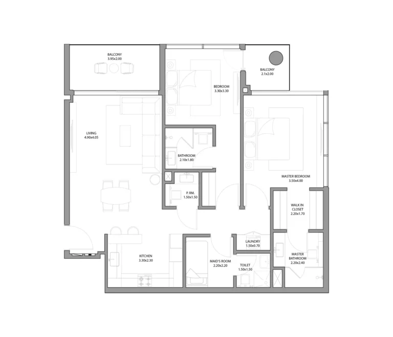 Haven Bay floor plan 2 BR · 1216 sqft